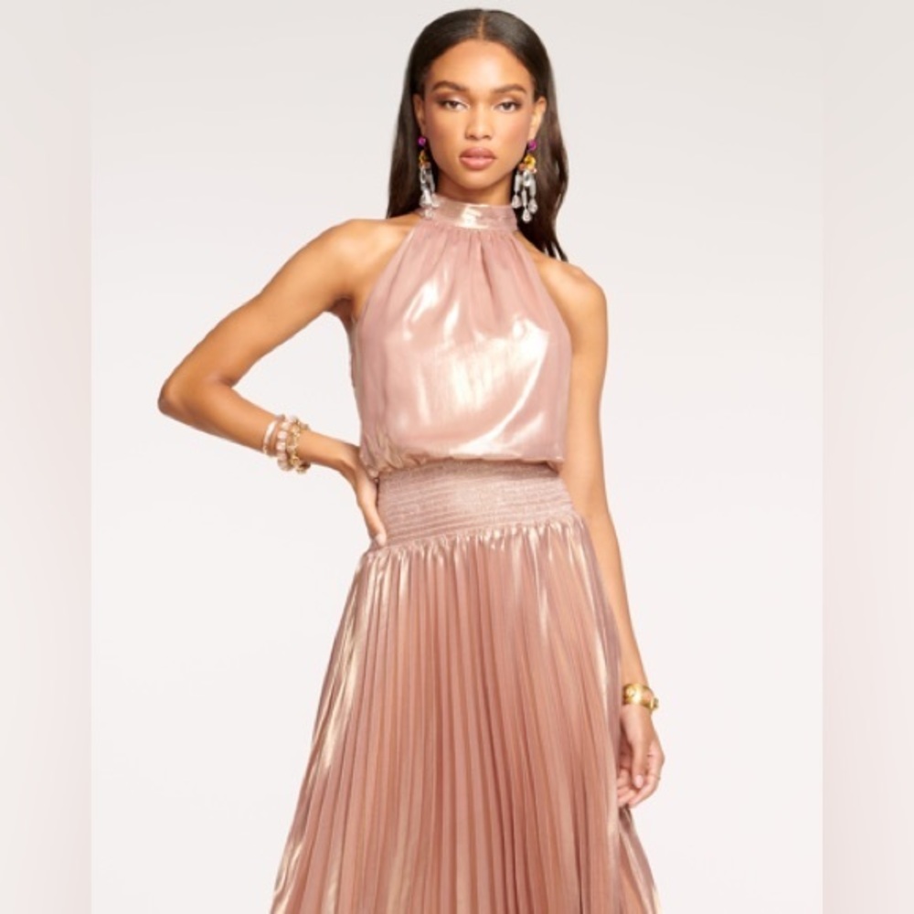 Ramy Brook Olana High Neck Midi Dress, Pink Size 4 NWT Gorgeous!!